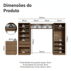 Quarto Infantil com 2 Guarda-Roupas Neo 2 Aéreos 1 Cômoda Rustic/Crema Madesa 03