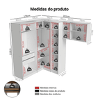 Quarto Completo de Canto Solteiro 415 cm Guarda-Roupa com Espelhos Rustic/Crema Neo Madesa 02