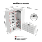 Conjunto Quarto com 2 Guarda-Roupas com Espelhos Neo 1 Cômoda/Móvel para TV Branco Madesa
