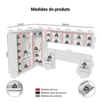 Quarto Completo Casal 580 cm Guarda-Roupa de Canto com Espelhos Branco Neo Madesa 02