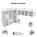 Quarto Completo de Canto Casal 610 cm com Mesa de Cabeceira Branco Neo Madesa