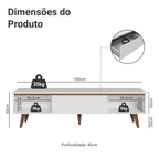 Rack para TV até 80 Polegadas 180cm 2 Portas 1 Gaveta Branco/Rustic Toronto Madesa