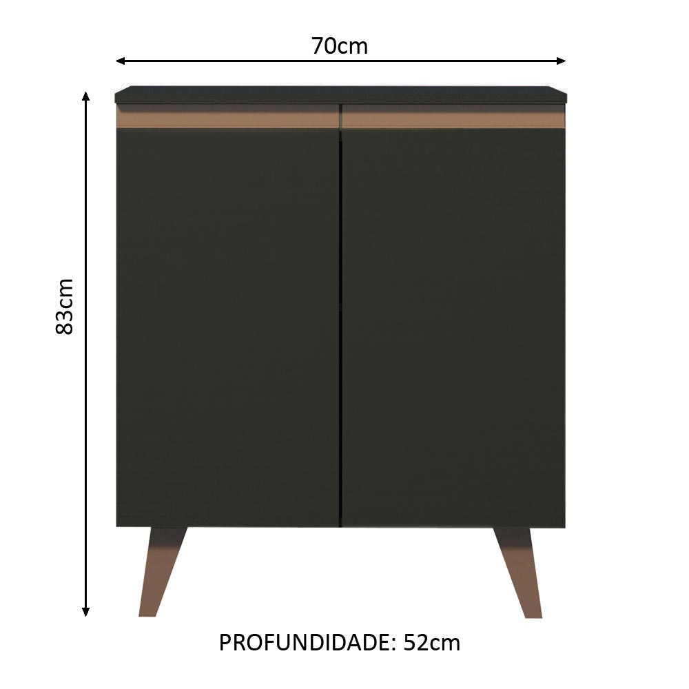Balcão Cantinho do Café Madesa Reims 70 cm 2 Portas Preto