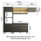 Armário de Cozinha Completa 260cm Preto Reims Madesa XA01