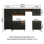 Armário de Cozinha Completa 293cm Rustic/Preto Emilly Madesa 01 XT