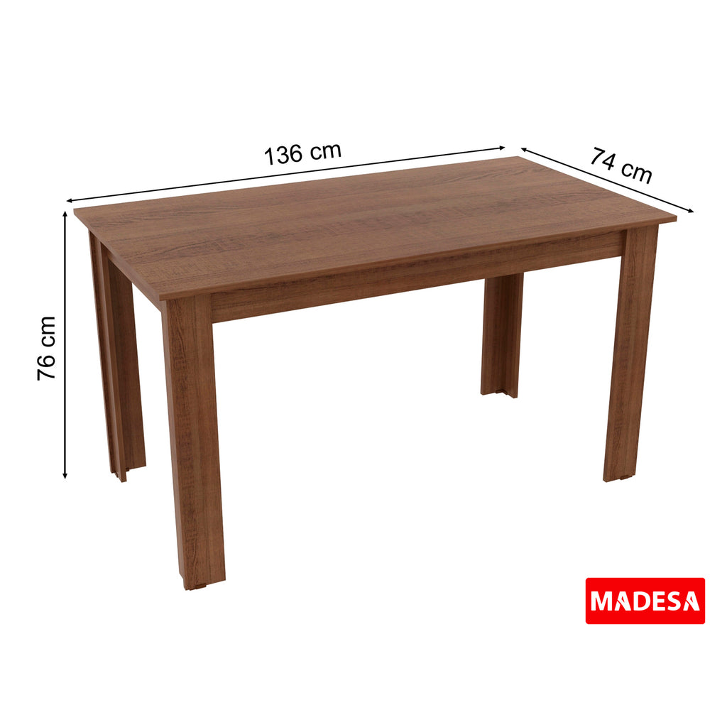 Conjunto Sala de Jantar Rosie Madesa Mesa Tampo de Madeira com 4 Cadeiras Rustic/Floral Bege Marrom