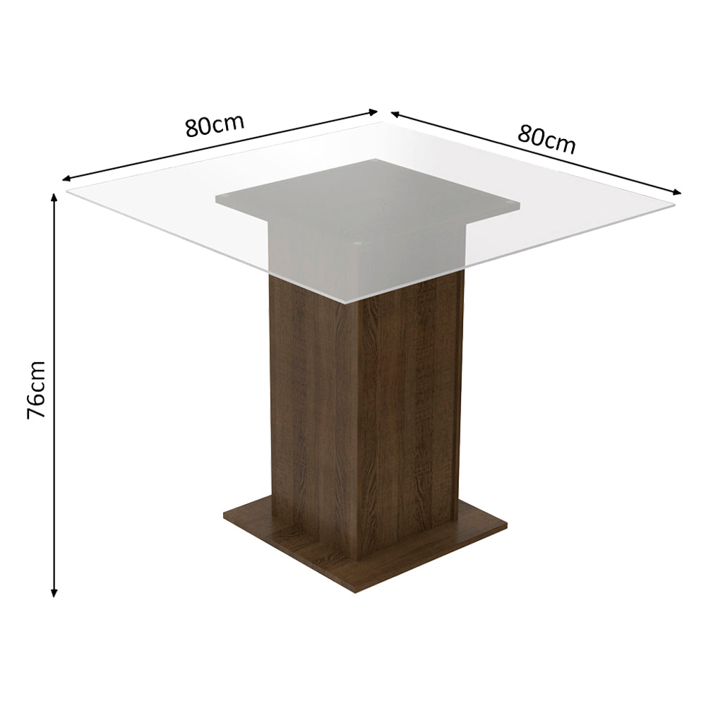 Conjunto Sala de Jantar Madesa Magda Mesa Tampo de Vidro com 4 Cadeiras Rustic/Lírio Bege