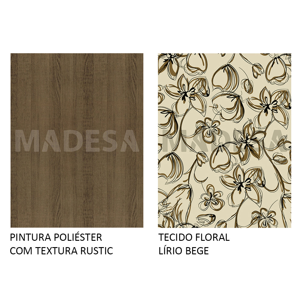 Conjunto Sala de Jantar Madesa Clarice Mesa Tampo de Madeira com 8 Cadeiras Rustic/Lírio Bege