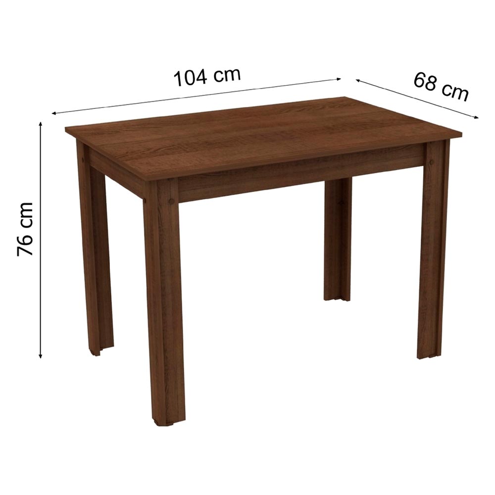 Conjunto Sala de Jantar Madesa Rute Mesa Tampo de Madeira com 4 Cadeiras Rustic/Lírio Bege