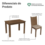 Conjunto Sala de Jantar Madesa Rute Mesa Tampo de Madeira com 4 Cadeiras Rustic/Sintético Bege