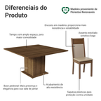 Conjunto Sala de Jantar Madesa Panamá Mesa Tampo de Madeira com 8 Cadeiras Rustic/Crema/Sintético Bege