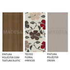 Conjunto Sala de Jantar Madesa Bea Mesa Tampo de Madeira com 4 Cadeiras Rustic/Crema/Floral Hibiscos
