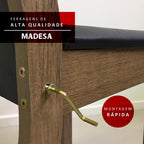 Conjunto Sala de Jantar Madesa Bea Mesa Tampo de Madeira com 4 Cadeiras Rustic/Crema/Sintético Bege
