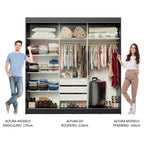 Guarda-Roupa Casal Madesa Austin 4 Portas de Correr 3 Gavetas Preto/Branco