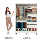 Guarda-Roupa Solteiro Madesa Luke 2 Portas de Correr com Espelho com Pés Branco