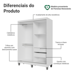 Guarda-Roupa Solteiro Madesa Luke 2 Portas de Correr de Espelho com Pés Branco