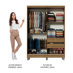 Guarda-Roupa Solteiro Madesa Luke 2 Portas de Correr de Espelho com Pés Rustic