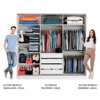 Guarda-Roupa Casal 100% MDF Madesa Royale 3 Portas de Correr com Espelho Branco/Preto