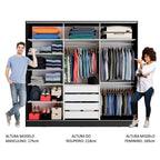 Guarda-Roupa Casal 100% MDF Madesa Royale 3 Portas de Correr Preto/Branco/Preto