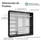 Guarda-Roupa Casal 100% MDF 3 Portas Preto Malta Madesa