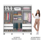 Guarda-Roupa Casal Madesa Napoli 3 Portas de Correr Central com Espelho com Pés Branco