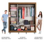 Guarda-Roupa Casal Madesa Mônaco 3 Portas de Correr com Espelho com Pés Rustic