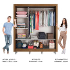 Guarda-Roupa Casal Madesa Mônaco 3 Portas de Correr com Espelhos com Pés Rustic