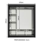 Guarda-Roupa Casal Madesa Mônaco 3 Portas de Correr Preto/Branco