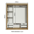 Guarda-Roupa Casal Madesa Lyon Plus 3 Portas de Correr 4 Gavetas Rustic/Preto