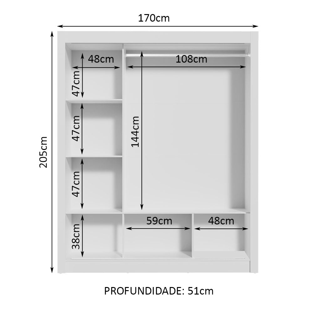 Guarda-Roupa Casal Madesa Mônaco 3 Portas de Correr Branco/Rustic