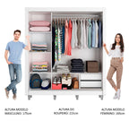 Guarda-Roupa Casal Madesa Lyon 3 Portas de Correr 2 Gavetas com Pés Branco/Rustic