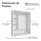 Guarda-Roupa Casal Madesa Mônaco 3 Portas de Correr Branco/Cinza