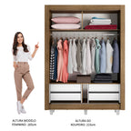 Guarda-Roupa Solteiro Madesa Dallas Plus 2 Portas de Correr com Espelho 4 Gavetas com Pés Rustic