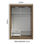 Guarda-Roupa Solteiro Madesa Dallas 2 Portas de Correr 2 Gavetas Rustic