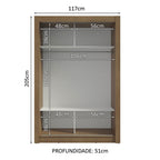 Guarda-Roupa Solteiro Madesa Denver 2 Portas de Correr Rustic/Branco