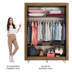 Guarda-Roupa Solteiro Madesa Denver 2 Portas de Correr com Espelho com Pés Rustic/Branco