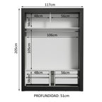 Guarda-Roupa Solteiro Madesa Dallas Plus 2 Portas de Correr com Espelho 4 Gavetas Preto