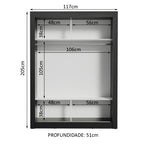 Guarda-Roupa Solteiro Madesa Denver 2 Portas de Correr Preto/Cinza