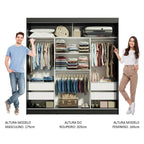 Guarda-Roupa Casal Madesa Reno 3 Portas de Correr com Espelhos Preto/Branco