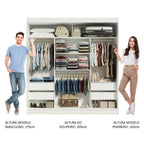 Guarda-Roupa Casal Madesa Reno 3 Portas de Correr Branco/Rustic