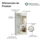Guarda-Roupa Solteiro Madesa Tokio 2 Portas de Correr de Espelho 2 Gavetas Branco