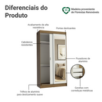 Guarda-Roupa Solteiro Madesa Tokio 2 Portas de Correr com Espelho 2 Gavetas Rustic/Branco