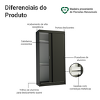 Guarda-Roupa Solteiro Madesa Tokio 2 Portas de Correr 2 Gavetas Preto