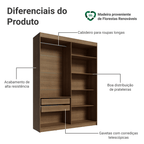 Guarda-Roupa Closet 2 Gavetas 121 cm Rustic Venus Madesa