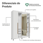 Guarda-Roupa Solteiro com Pés 4 Portas Batentes com Espelho Branco/Branco/Rustic Venus Madesa