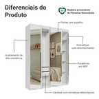 Guarda-Roupa Solteiro 4 Portas Batentes com Espelhos Branco/Branco/Rustic Venus Madesa