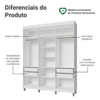 Guarda-Roupa Closet com Pés 4 Gavetas 180cm Branco Venus Madesa