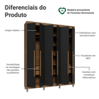 Guarda-Roupa Casal com Pés 6 Portas Batentes Rustic/Preto/Rustic Venus Madesa