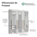 Guarda-Roupa Casal 6 Portas Batentes Branco/Branco/Rustic Venus Madesa