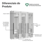 Guarda-Roupa Casal 6 Portas Batentes Branco/Branco/Preto Venus Madesa